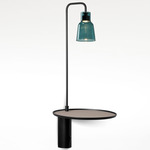 Drip/Drop Wall Sconce with Shelf - Ebony Black / Green Glass