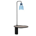 Drip/Drop Wall Sconce with Shelf - Ebony Black / Blue Glass