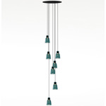 Drip/Drop Multi Light Pendant - Ebony Black / Green Glass