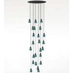 Drip/Drop Multi Light Pendant - Ebony Black / Green Glass