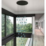 Drip/Drop Multi Light Pendant - Ebony Black / Green Glass