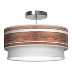 Band Double Tier Pendant - Brushed Nickel / Walnut Linen