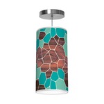 Geode Column Pendant - Brushed Nickel / Geode Blue