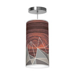 Facet Column Pendant - Brushed Nickel / Grey Facet