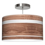Band Drum Pendant - Brushed Nickel / Walnut Linen