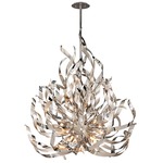 Graffiti Chandelier - Silver Leaf / Polished Stainless Steel / Smoked Crystal