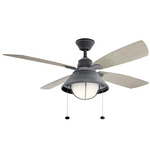 Seaside Outdoor Ceiling Fan with Light - Weathered Zinc / Weathered White Walnut