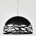 Kelly Dome Pendant - Matte Black / Milk White