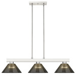 Players Linear Pendant with Cone Acrylic Shade - Brushed Nickel / Smoke