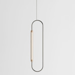 Link Vertical Pendant - Natural Oak / Brushed Stainless