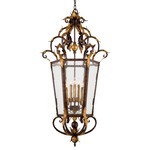 Zaragoza Foyer Pendant - Golden Bronze / Seeded Clear Glass