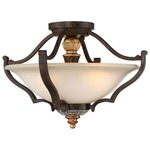 Chateau Nobles Semi Flush Ceiling Light - Raven Bronze / Opal