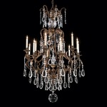 Vintage N9500 Chandelier - Oxide Brass / Crystal