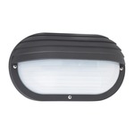 Bayside Oval Hood Outdoor Wall Light - Black / Frosted