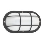 Bayside Oval Caged Wall Light - Black / Frosted