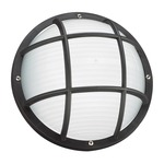 Bayside Round Caged Wall/Ceiling Light - Black / Frosted
