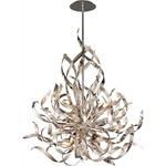 Graffiti Chandelier - Silver Leaf / Polished Stainless Steel / Smoked Crystal