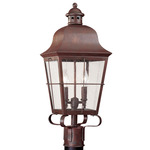 Chatham Outdoor Post Light - Weathered Copper / Clear Seeded