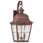 Chatham Outdoor Wall Light - Weathered Copper / Clear Seeded