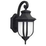 Childress Outdoor Wall Light - Black / Satin Etched