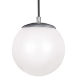 Leo Globe Pendant - Satin Aluminum / Opal White