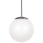 Leo Globe Pendant - Satin Aluminum / Opal White