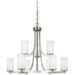 Hettinger Chandelier - Brushed Nickel / Etched White