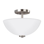 Oslo Semi Flush Ceiling Light - Brushed Nickel / Opal