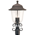 Trafalgar Post Light Fixture - Oxidized Bronze / Clear Seeded