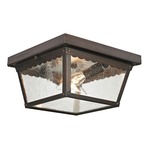 Springfield Large Outdoor Ceiling Flush Mount - Bronze / Clear