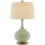 Cait Table Lamp - Grass Green Ceramic / Tan Sand Linen