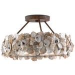 Oyster Semi Flush - Textured Bronze / Frosted