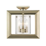 Smyth Semi Flush Ceiling Light - White Gold / Clear