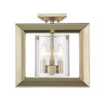 Smyth Semi Flush Ceiling Light - White Gold / Clear