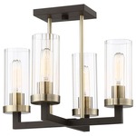 Ainsley Court Semi Flush Ceiling Light - Aged Kinston Bronze / Clear