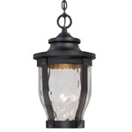 Merrimack Outdoor LED Pendant - Black / Clear Hammered