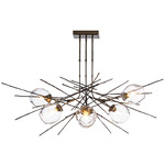 Griffin Linear Chandelier - Dark Smoke / Clear Simon Pearce