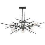 Griffin Linear Chandelier - Black / Clear Simon Pearce