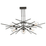 Griffin Linear Chandelier - Natural Iron / Clear Simon Pearce