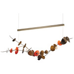 Lily Linear Pendant - Bronze / Satin Red