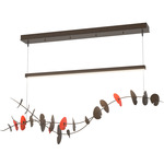 Lily Linear Pendant - Bronze / Satin Red