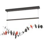 Lily Linear Pendant - Natural Iron / Satin Red