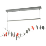 Lily Linear Pendant - Vintage Platinum / Satin Red