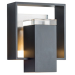 Shadow Box Outdoor Wall Sconce - Coastal Black / Coastal Burnished Steel