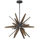 Thorne Wood Chandelier - Dark Weathered Zinc / Weathered Oak