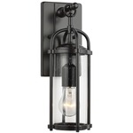 Dakota Clear Seeded Outdoor Wall Light - Espresso / Clear Seedy