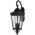 Cotswold Lane Outdoor Lantern Wall Light - Black / Clear Beveled