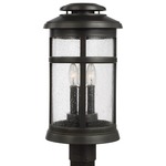 Newport Bronze Outdoor Post Mount - Antique Bronze / Clear Seeded