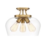 Octave Ceiling Semi Flush Light - Warm Brass / Clear