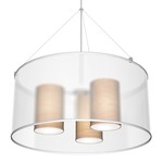 Three in One Pendant - Brushed Nickel / Natural Veneer